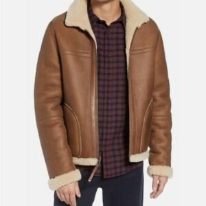 VINCE - REVERSIBLE COAT - MEN - GENUINE LAMB SHEARLING JACKET SIZE L